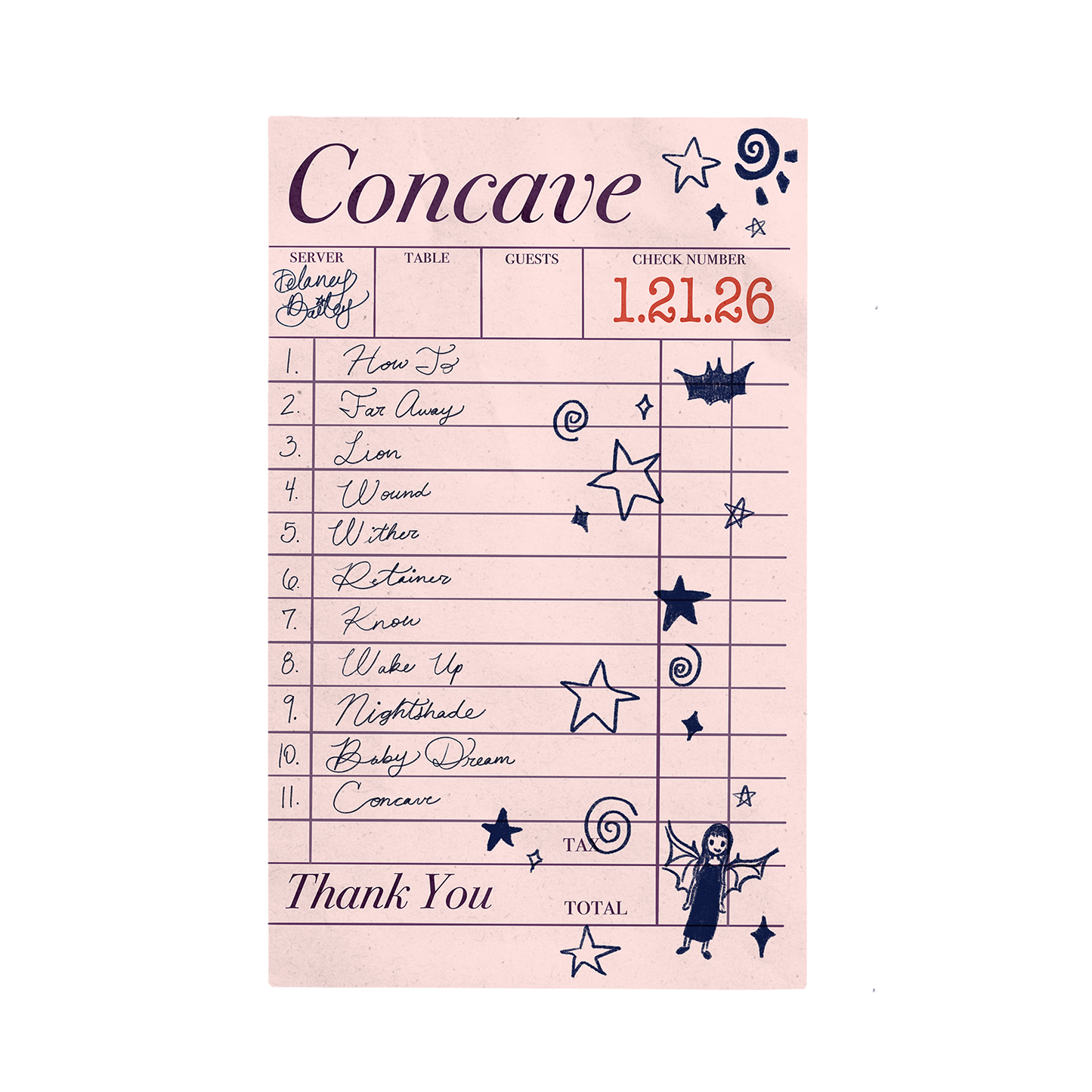 Concave Track List Poster PRE ORDER